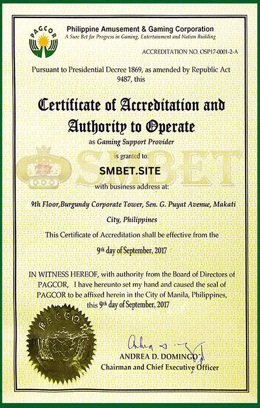 SMBET LICENSE